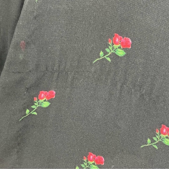 WILDFOX Moira Black Rosebud Print Deep V-Neck Double Layer Flounce Hem Dress - Picture 5 of 9